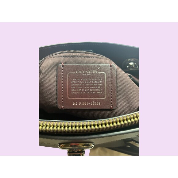 Coach 1881 Rowan Satchel Leather Shoulder Bag Vintage Crossbody Dark Purple Bag - Picture 2 of 7